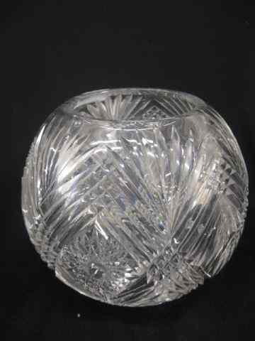 Appraisal: Cut Glass Rose Bowl starburst cross-hatching fan decor '' some