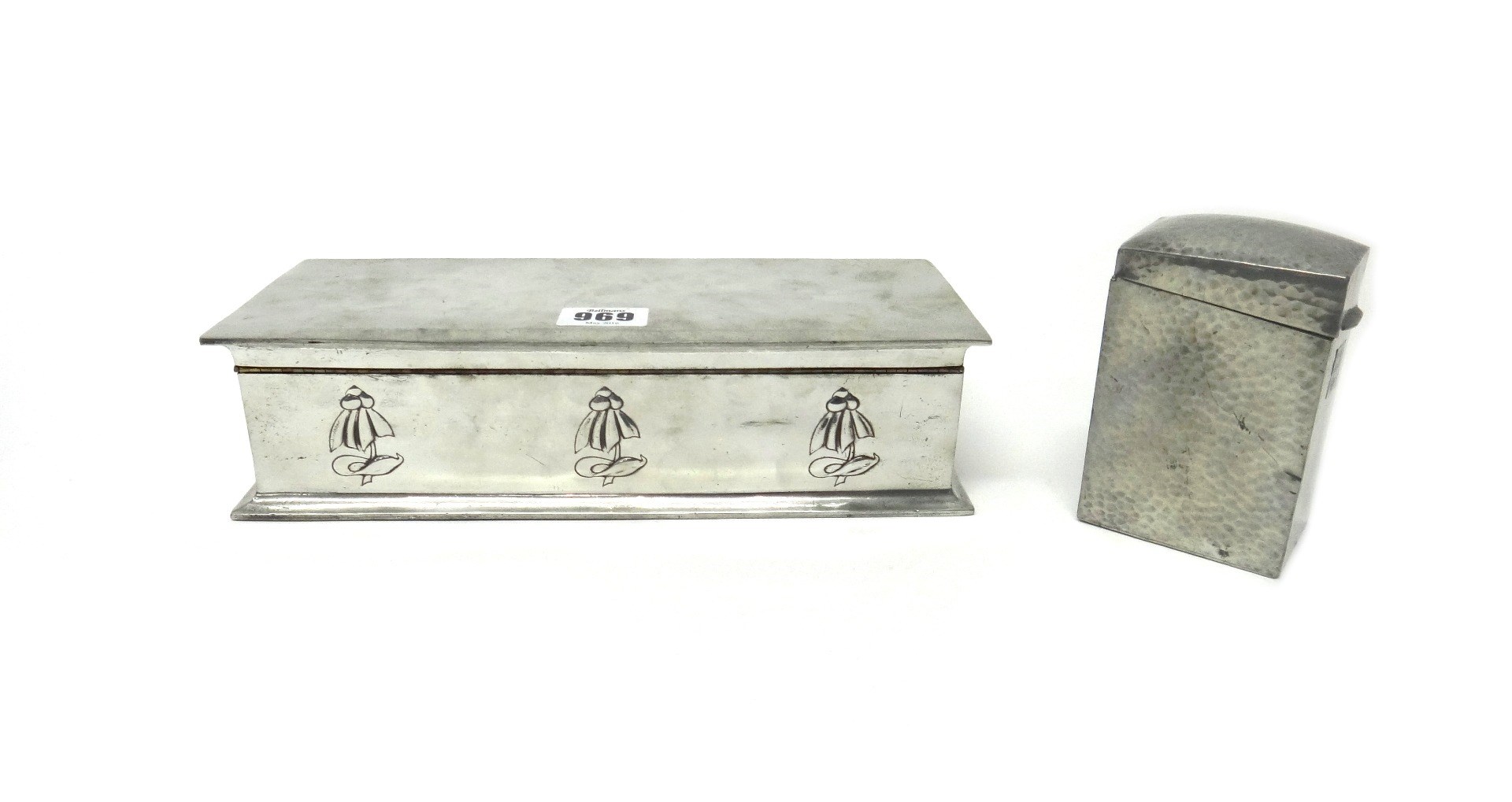 Appraisal: A Tudric pewter cigarette box with foliate Art Nouveau decoration