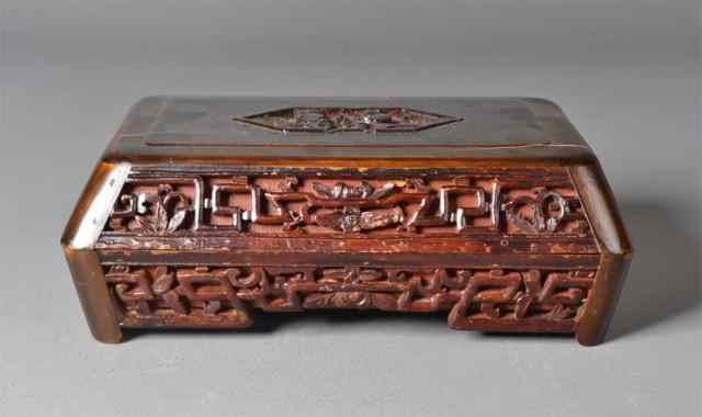 Appraisal: Chinese Carved Wooden Box And LidVery finely carved to depict