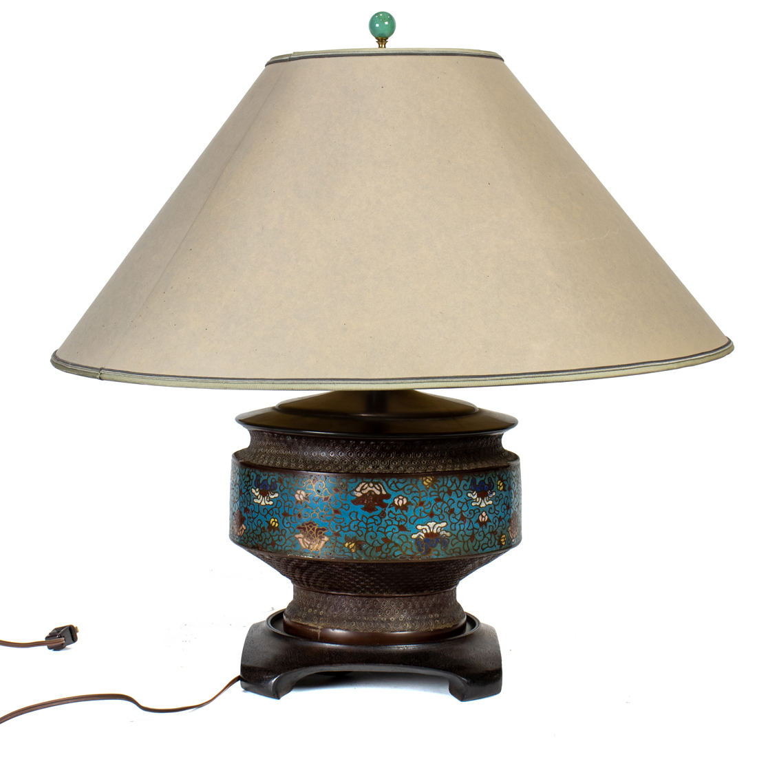 Appraisal: A JAPANESE CHAMPLEVE LAMP IN THE ARTS AND CRAFTS TASTE