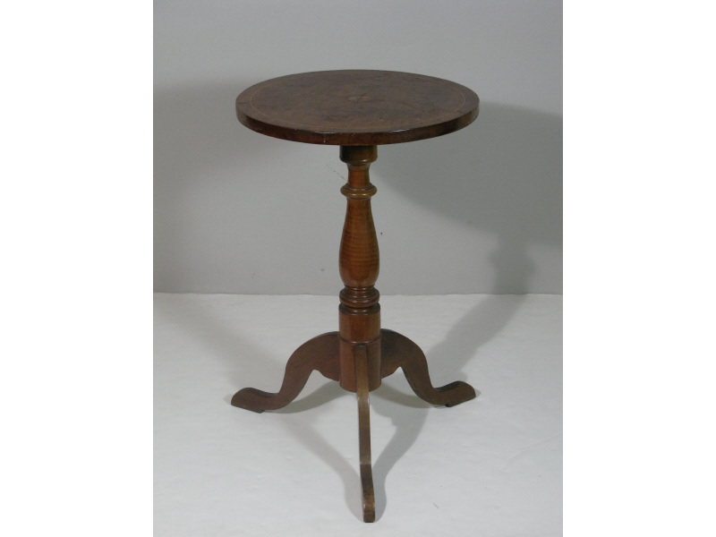 Appraisal: Candle Stand American th c maple and figured maple handcrafted