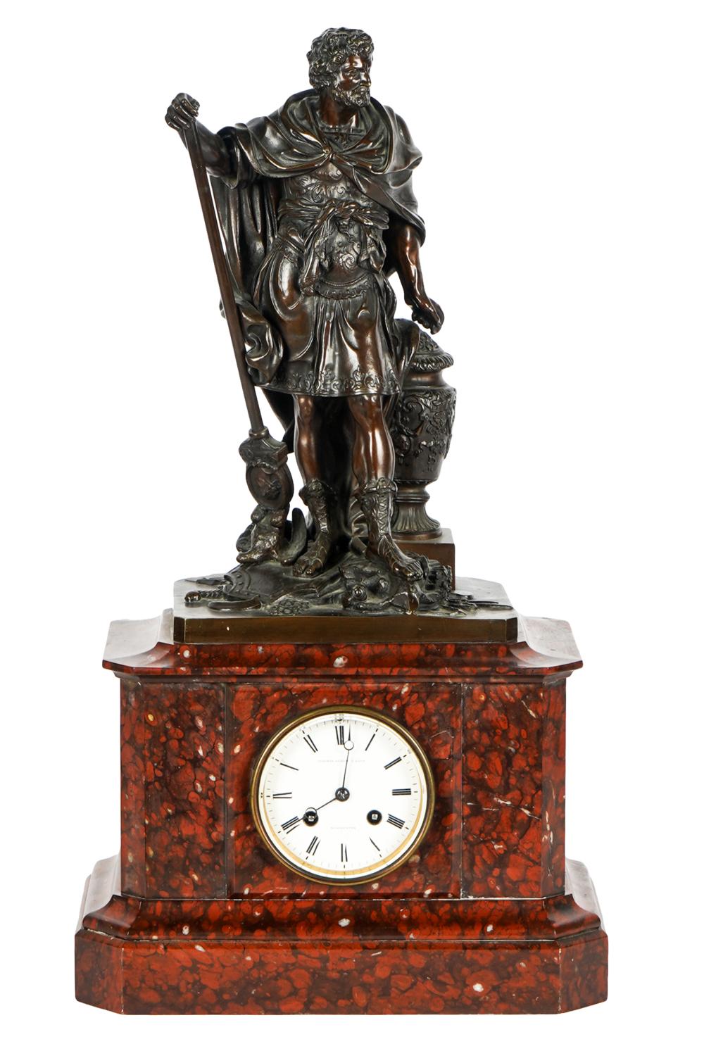 Appraisal: THOMAS AGNEW SONS MANTLE CLOCKsigned to white enamel dial and