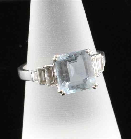 Appraisal: An ct white gold aquamarine and diamond dress ring the