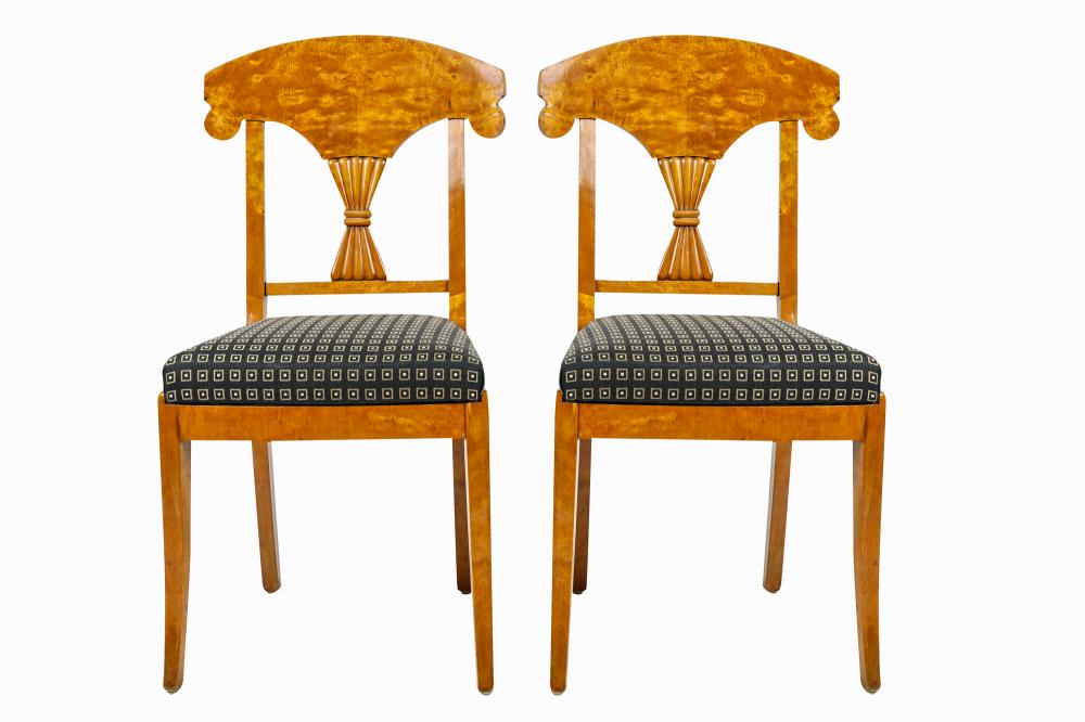 Appraisal: PAIR OF BEIDERMEIER CHAIRSwith later upholstery Condition with surface scratches