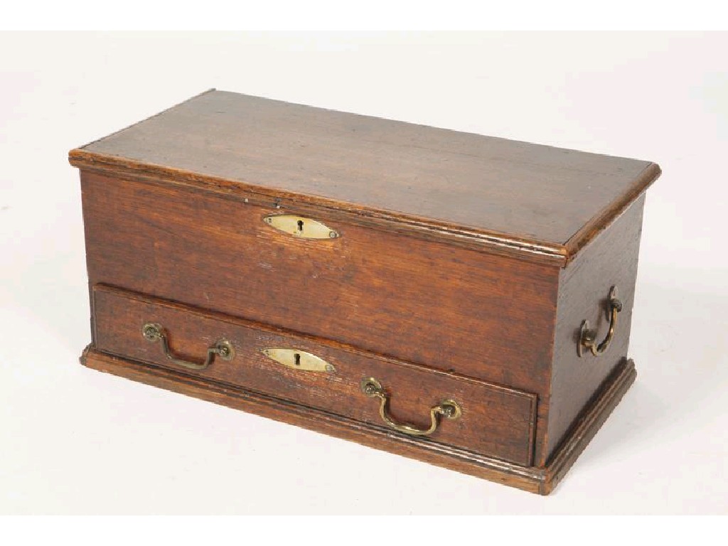 Appraisal: A GEORGE III OAK BOX with a fitted interior and