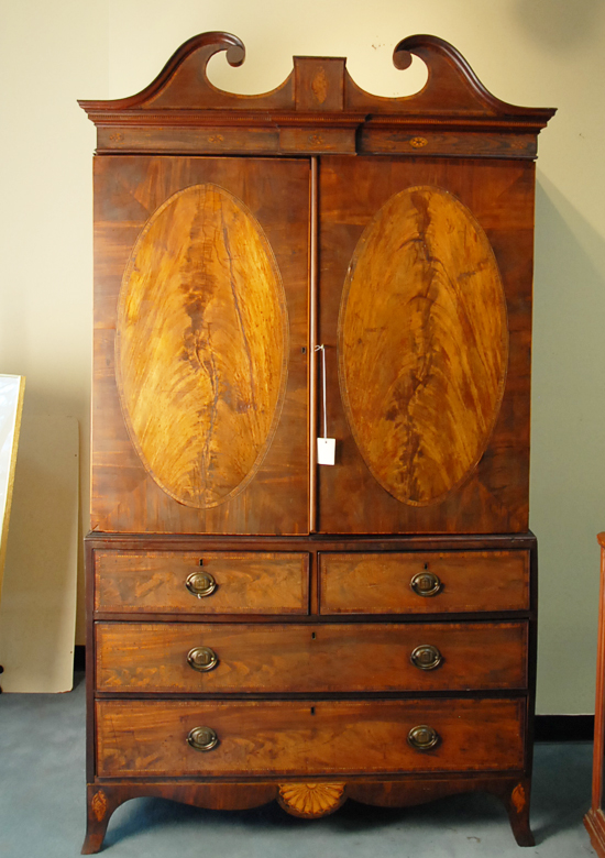 Appraisal: A Magnificent L th C Mahogany Linen Press of exceptional