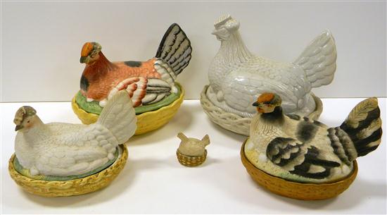 Appraisal: Five th century Staffordshire hen on nests with bases not