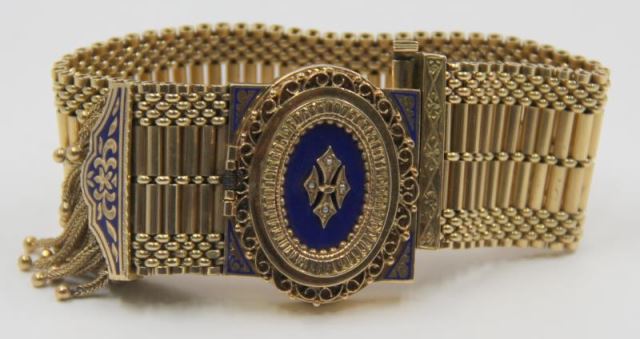 Appraisal: JEWELRY kt Albion Watch with Enamel Decoration kt yellow gold