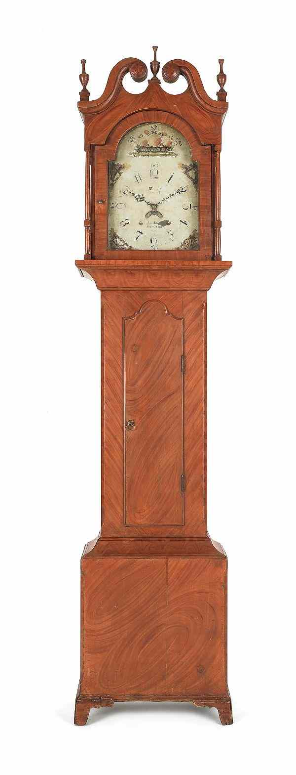 Appraisal: Pennsylvania painted pine tall case clock ca with an eight-day