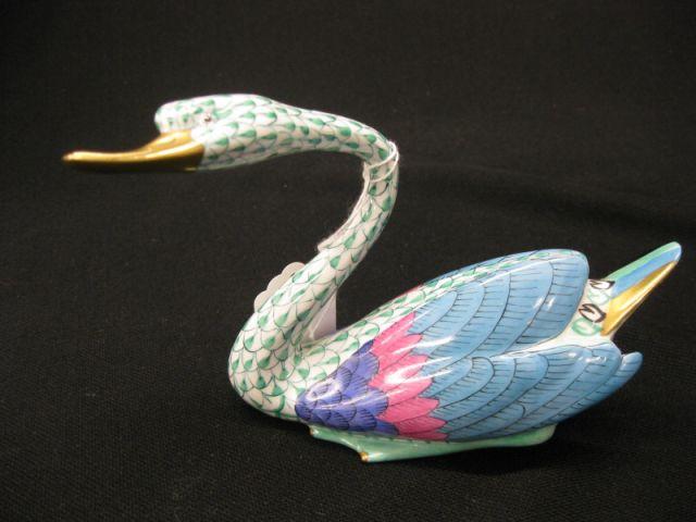 Appraisal: Herend Fishnet Porcelain Figurine of a Swan tall long excellent