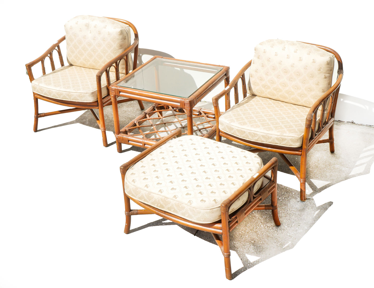 Appraisal: FOUR PIECE FICKS REED BAMBOO RATTAN GROUPING Two matching armchairs