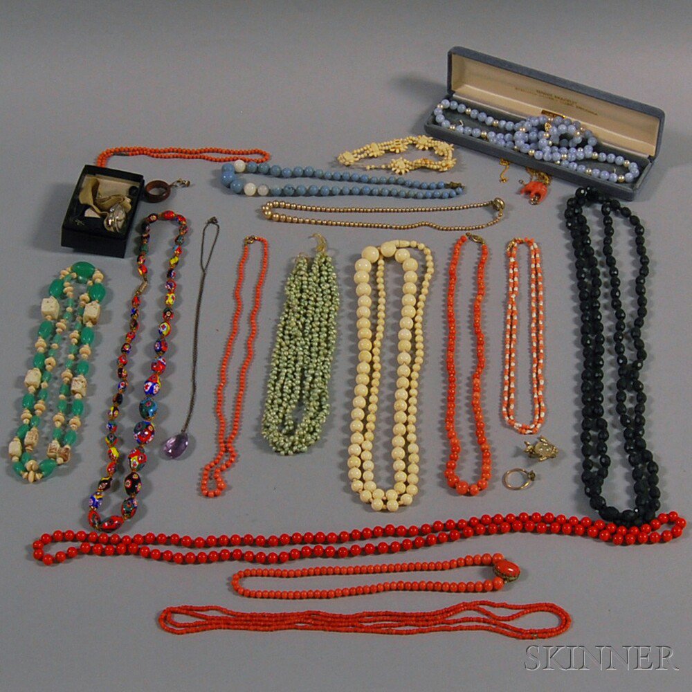 Appraisal: Group of Mostly Costume Jewelry a number of beaded necklaces