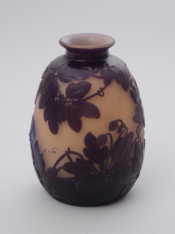 Appraisal: GALL CAMEO CUT GLASS VASE Marked in relief 'Gall '