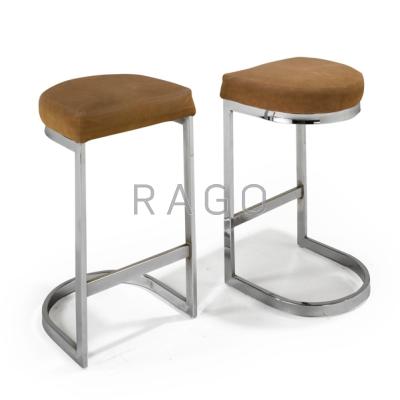 Appraisal: STYLE OF MILO BAUGHMAN Pair of bar stools USA s