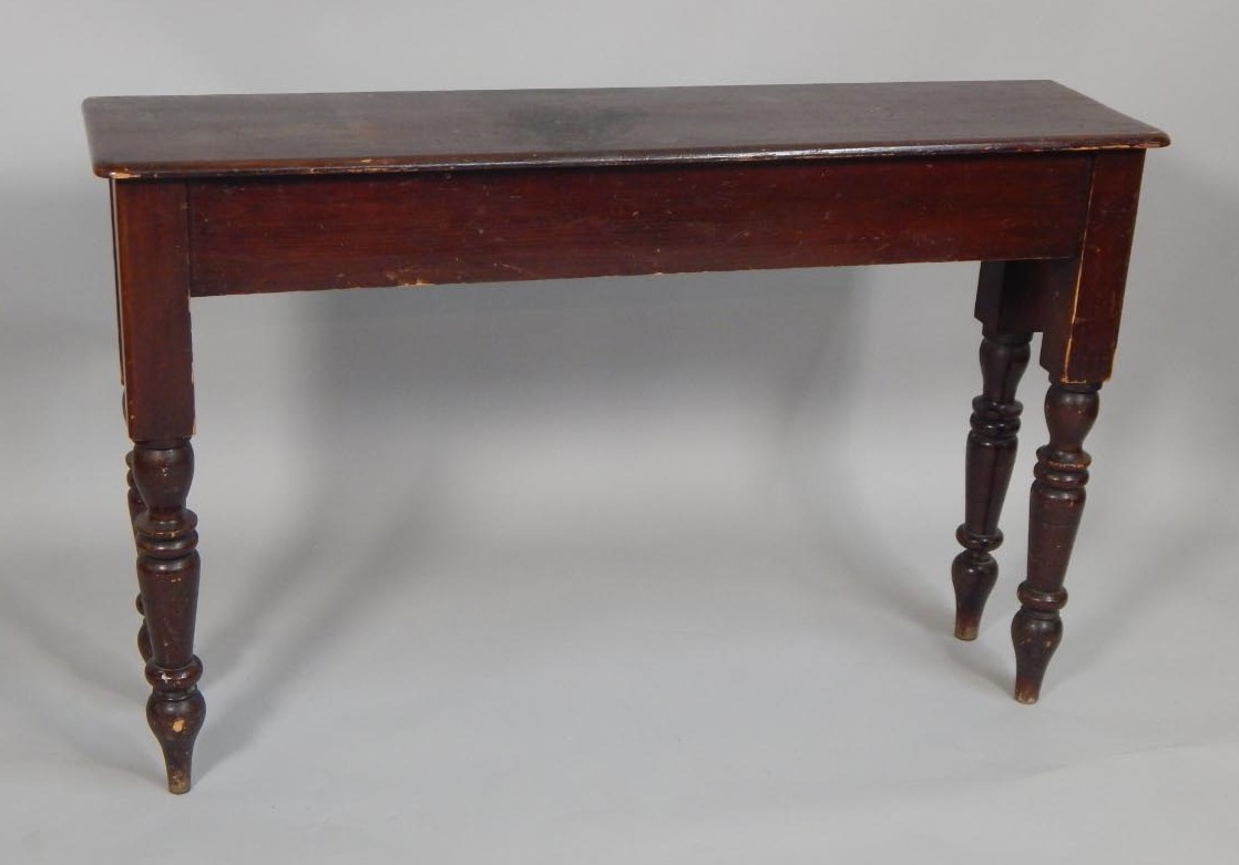 Appraisal: A Victorian painted pine narrow serving table on turned legs