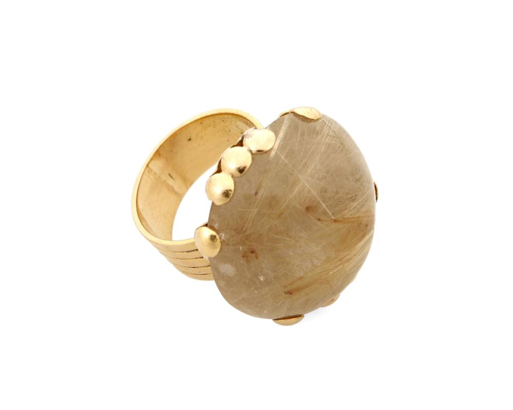 Appraisal: A William Spratling k gold and rutilated quartz ring William