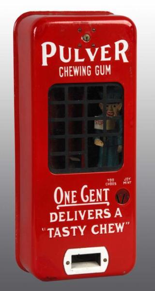 Appraisal: Red Pulver Chewing Gum Machine Description Outside of machine is