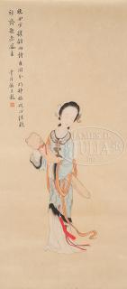 Appraisal: STYLE OF CHEN YUN Chinese MAIDEN WITH QIN th century