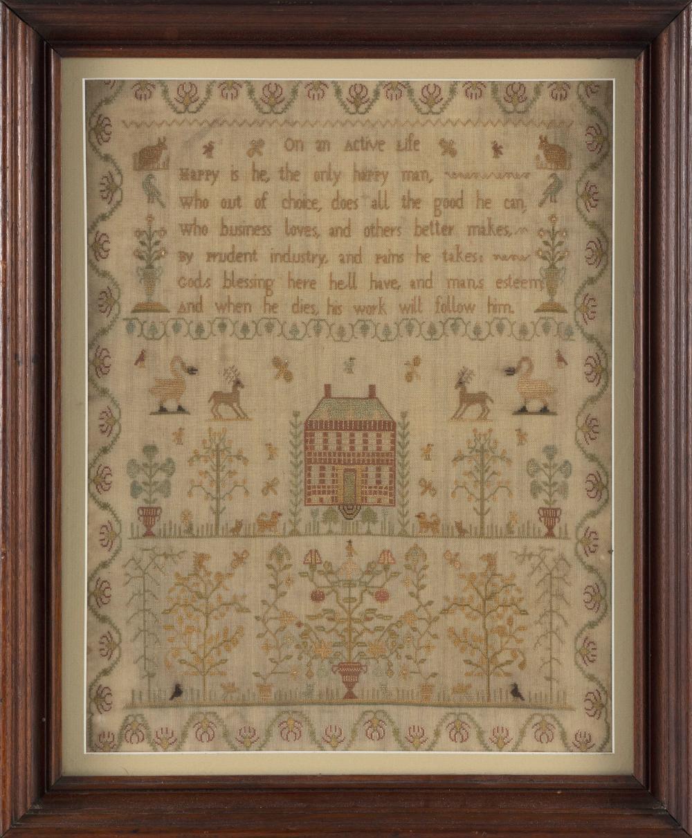 Appraisal: NEW ENGLAND NEEDLEWORK SAMPLER FIRST HALF OF THE TH CENTURY