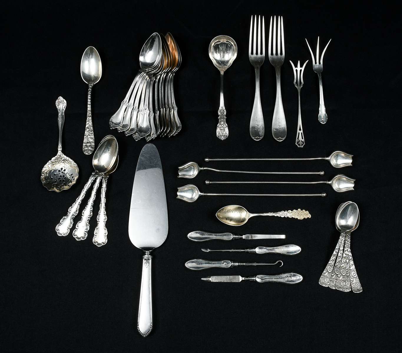 Appraisal: MISCELLANEOUS STERLING FLATWARE COLLECTION Approx Weighable Troy ounces Comprising Shrimp