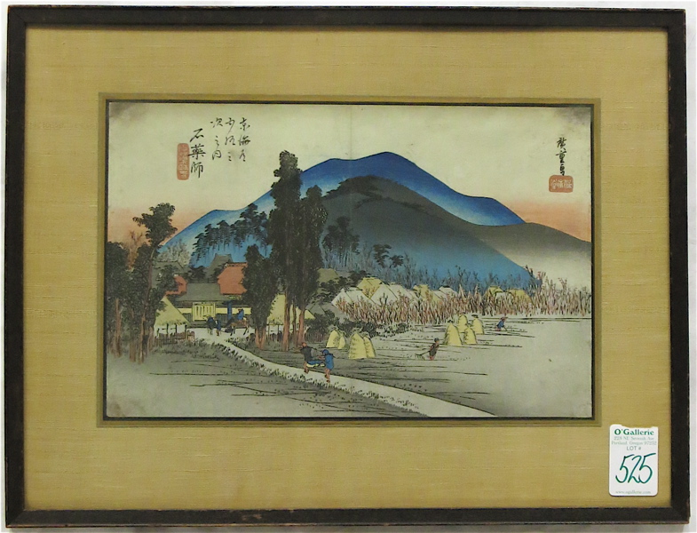 Appraisal: AFTER ANDO HIROSHIGE COLOR WOODCUT Japan - Landscape with village