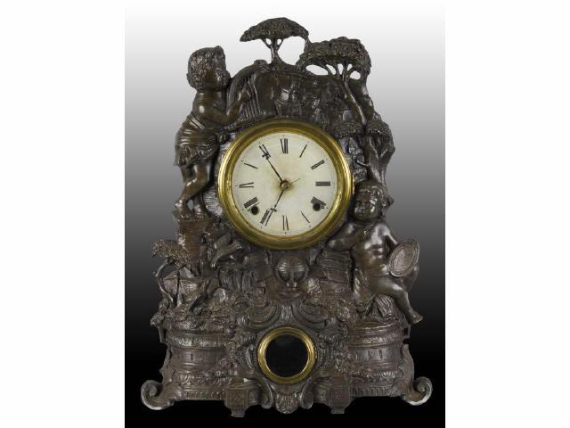 Appraisal: Bronze Waterbury NY Clock with Roman Children Description Working Very