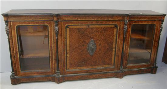 Appraisal: Victorian burr walnut and crossbanded breakfront credenza with metal figural