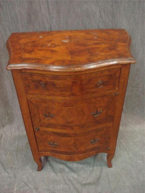 Appraisal: Italian Burlwood Drawer and Door End Table From a Greenwich