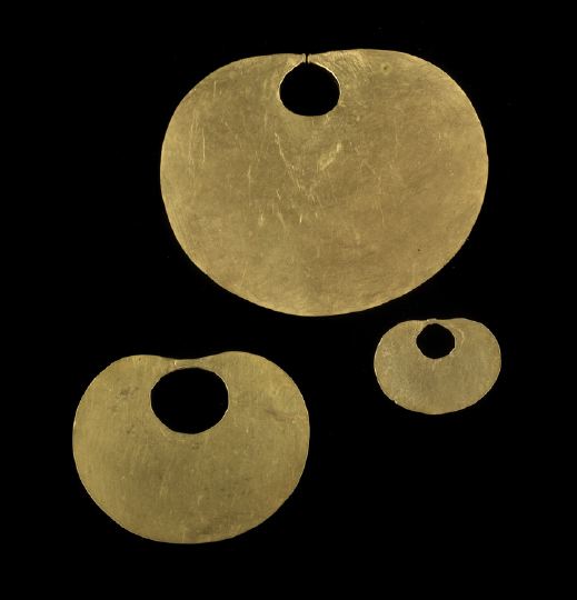 Appraisal: Three Calima Region Culture Gold Nose Ornaments - A D