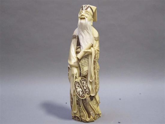 Appraisal: JAPANESE POLYCHROME DECORATED IVORY OKIMONO OF A LAUGHING BEARDED FIGURE