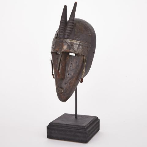 Appraisal: Marka Carved and Painted Wood Mask with copper and thread