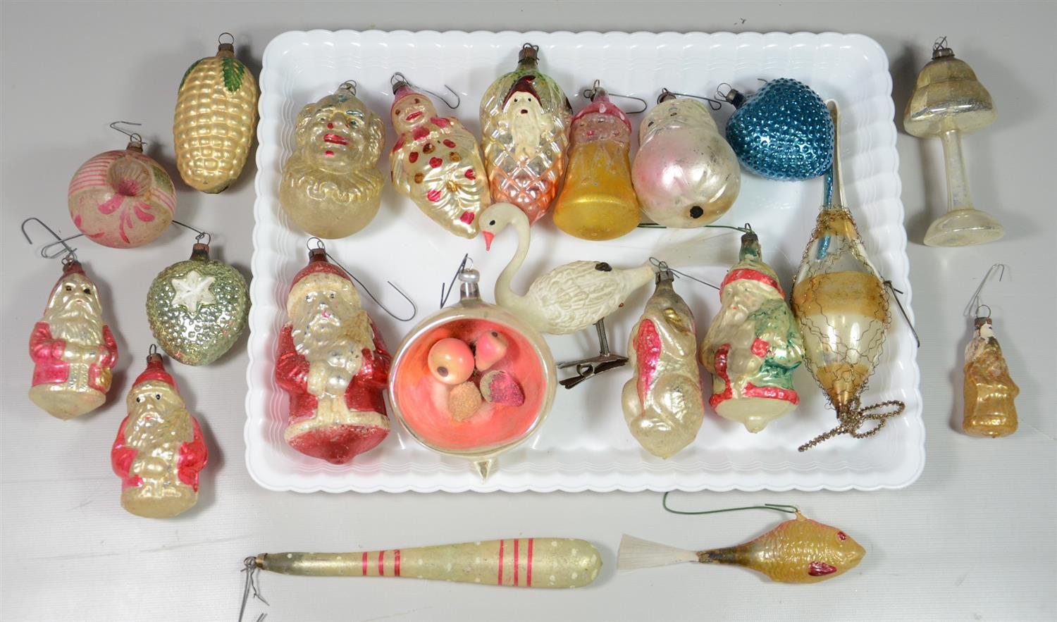 Appraisal: blown glass ornaments including Santas clowns swan bells and baseball