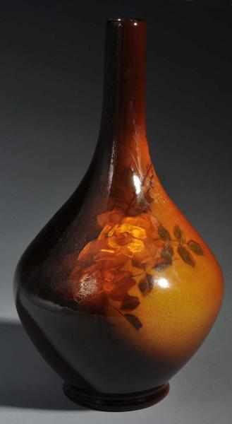 Appraisal: Owens Utopian Standard Glaze Vase Description Hand decorated floral design