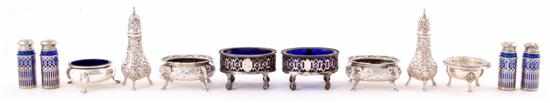 Appraisal: Sterling salt cellars and shakers pair Georgian open salts with