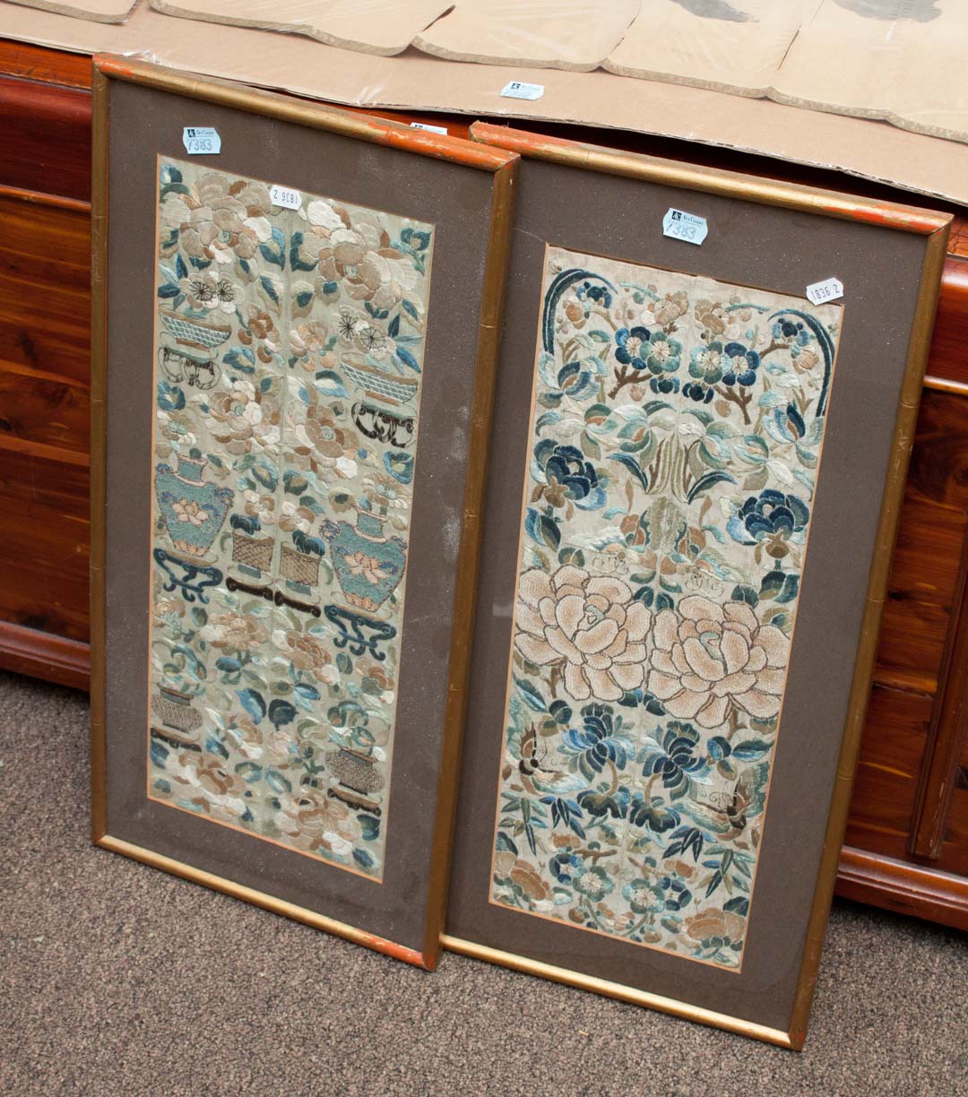 Appraisal: Two framed Chinese textiles