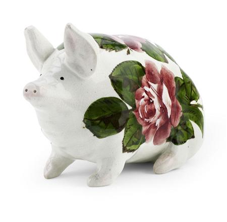 Appraisal: WEMYSS SMALL PIG FIGURE EARLY TH CENTURY decorated with cabbage