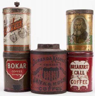 Appraisal: Five Coffee Tins Five Coffee Tins Including Old Master Coffee