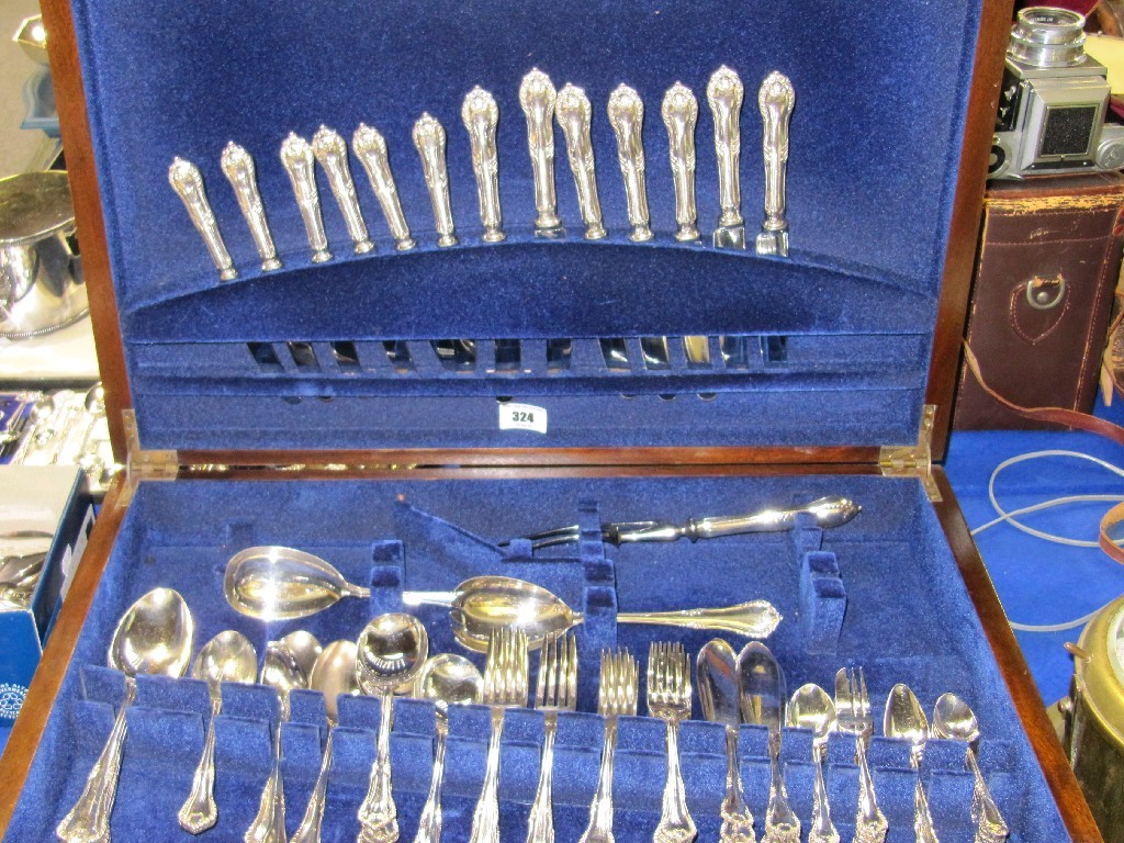 Appraisal: Cased part silver plated cutlery set piece approx