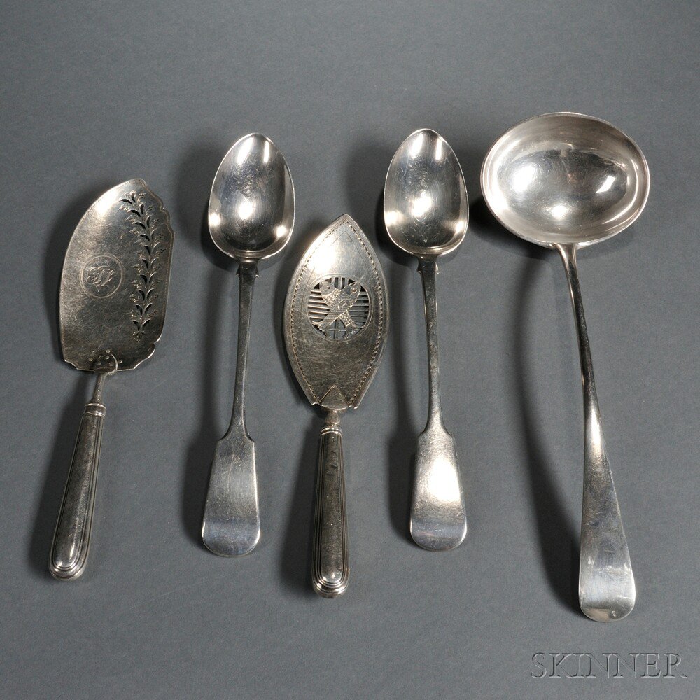 Appraisal: Five Pieces of English Sterling Silver Flatware London various dates