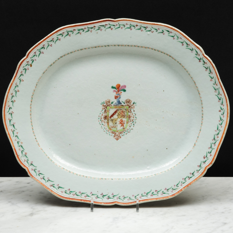 Appraisal: Chinese Export Porcelain Spanish Market Oval Platter with the Arms