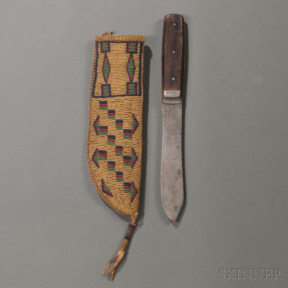 Appraisal: Lakota Beaded Hide Knife Sheath c last quarter th century