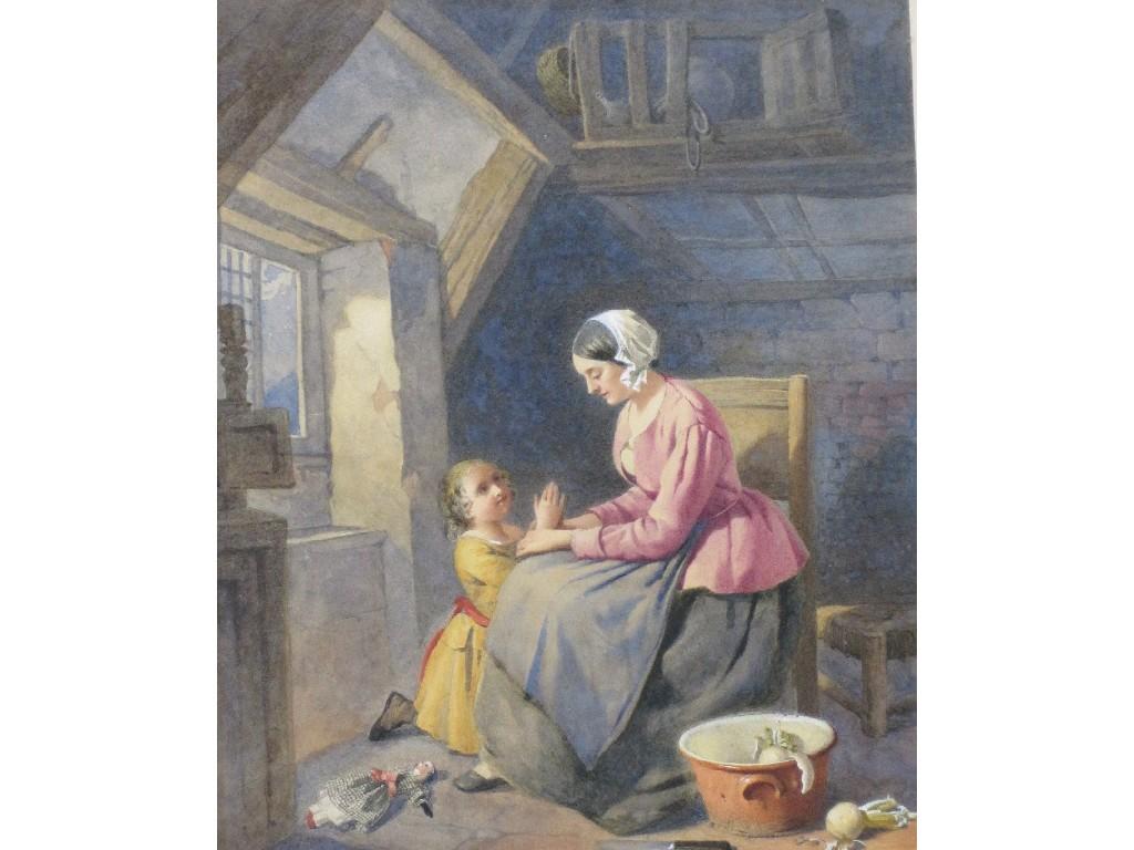 Appraisal: FOLLOWER OF AUGUSTE JULES BOUVIER - Bed-time Prayerswatercolour unframed x