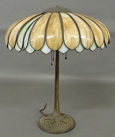 Appraisal: - Art Nouveau table lamp with a slag glass shade