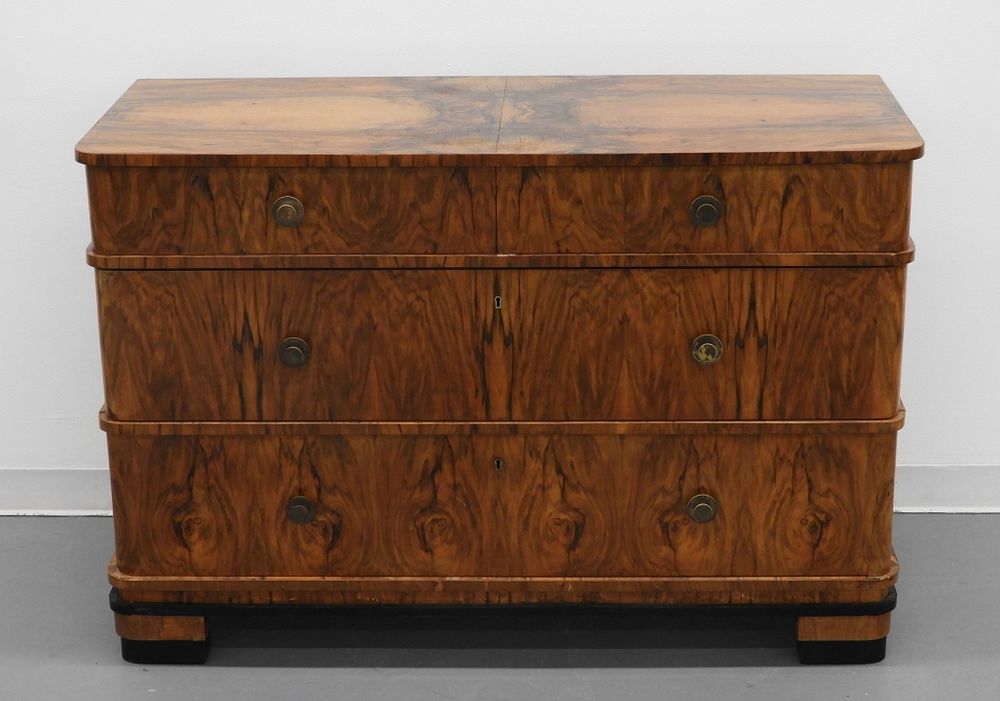 Appraisal: French Art Deco Bookmatched Burl Veneer Dresser France Early th