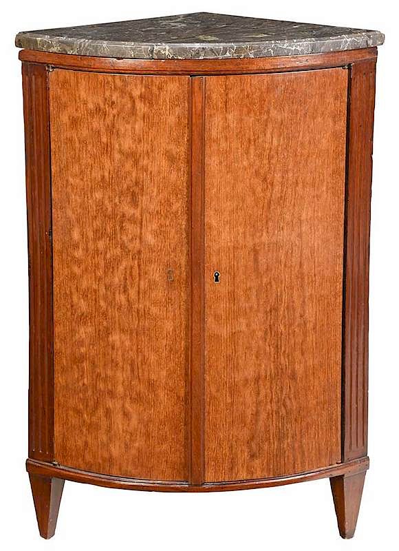 Appraisal: Neoclassical Mahogany Marble Top Corner Cabinet Continental late th early