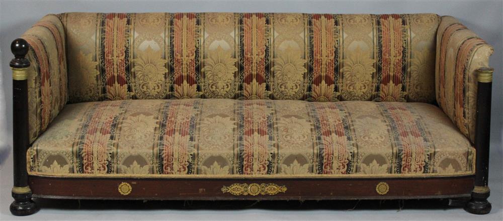 Appraisal: SECOND EMPIRE ORMOLU MOUNTED PARCEL EBONIZED MAHOGANY UPHOLSTERED SOFA mid-