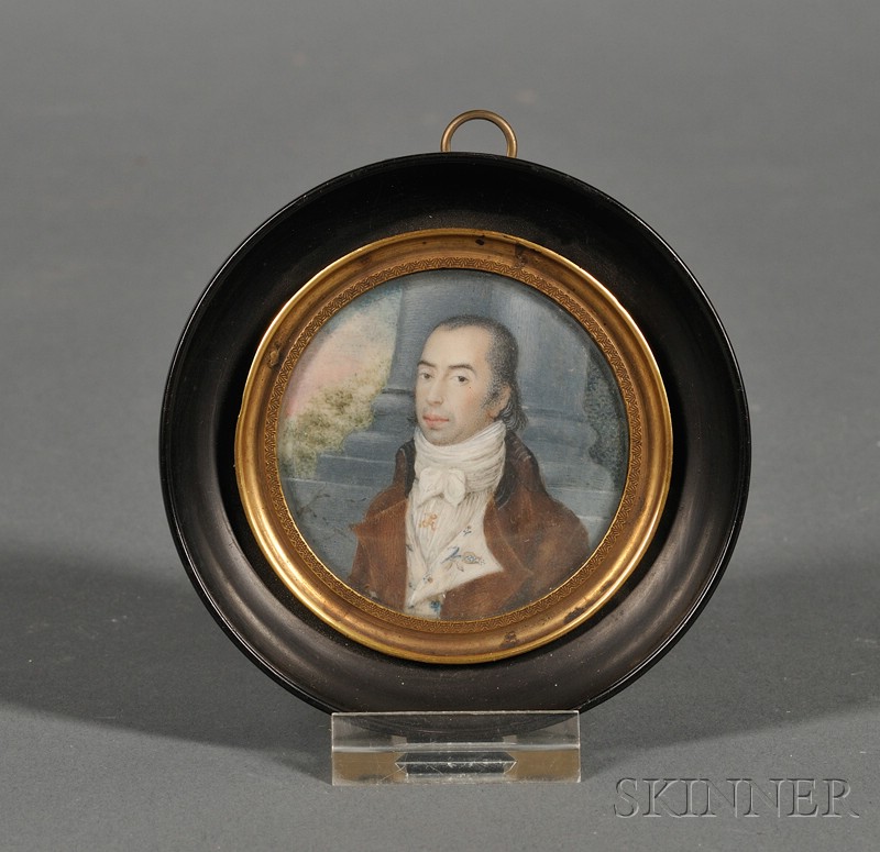 Appraisal: Portrait Miniature of Gentleman in Front of Columns Continental School