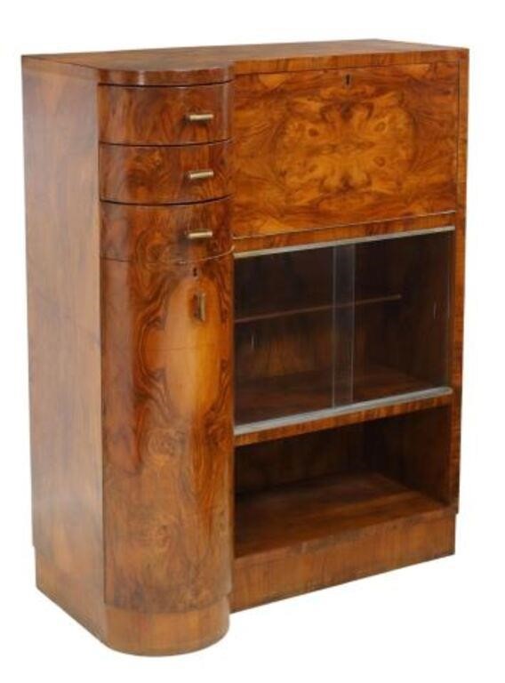 Appraisal: Italian Art Deco burled walnut sideboard c s having asymmetrical