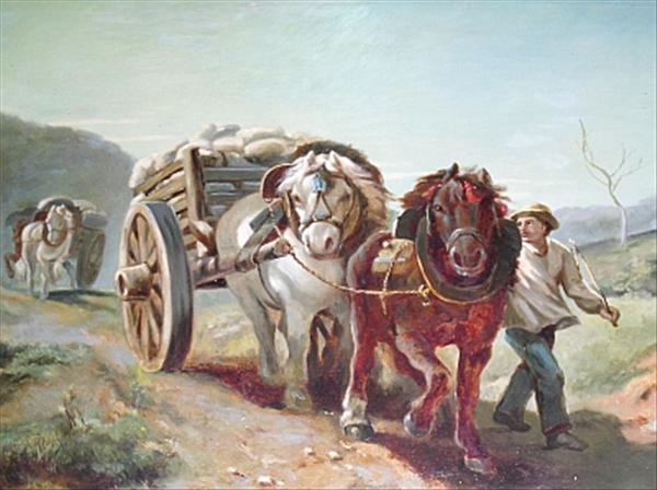 Appraisal: M M Opie th century Drover with horse and cart