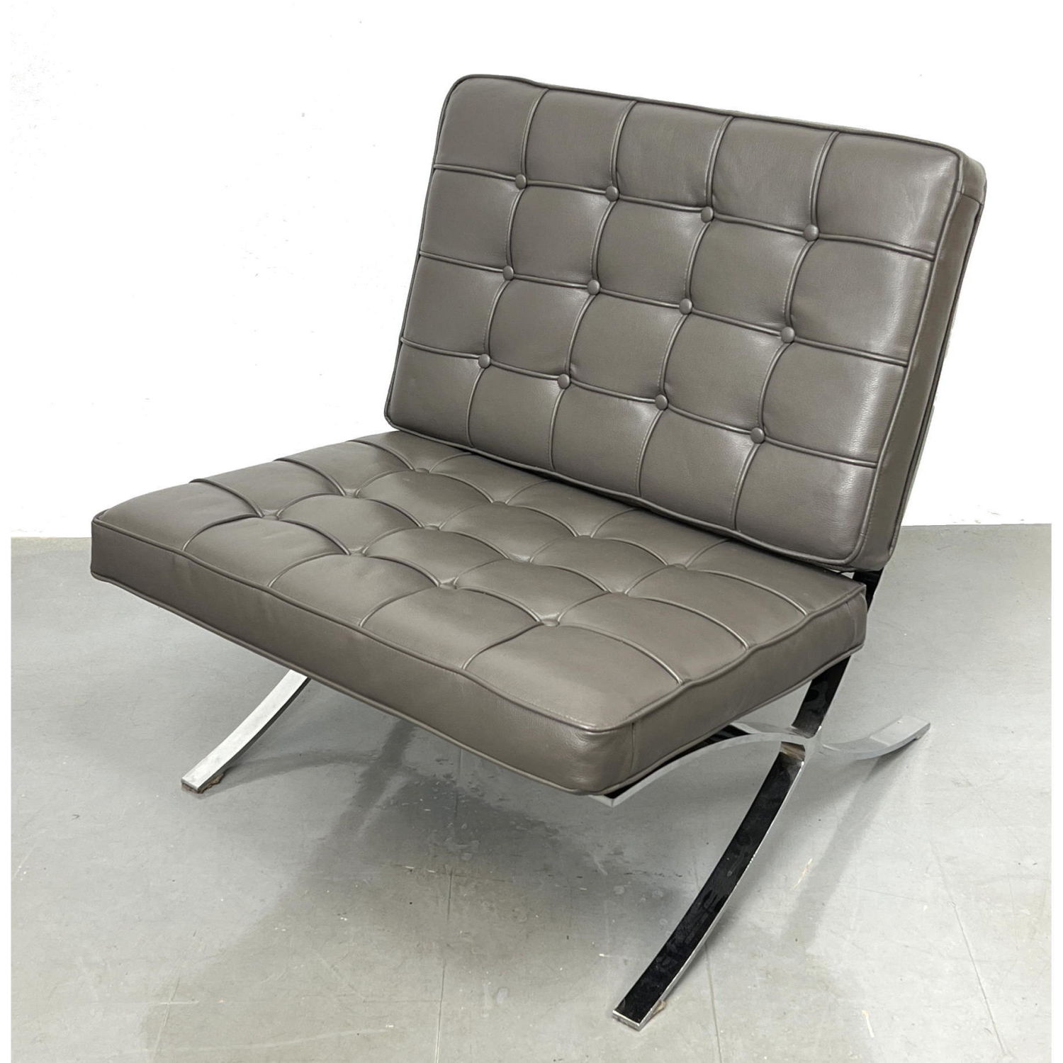 Appraisal: Barcelona Lounge Chair Chrome Frame Tufted upholstered cushions Dimensions H